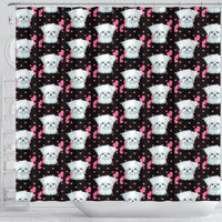 Cute Maltese Dog With Hearts Print Shower Curtains-Free Shipping - Deruj.com