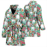 French Bulldog Floral Print Women's Bath Robe-Free Shipping - Deruj.com