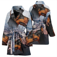 Dobermann Print Women's Bath Robe-Free Shipping - Deruj.com