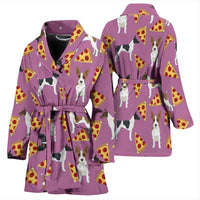 Rat Terrier Dog On Pizza Print Women's Bath Robe-Free Shipping - Deruj.com