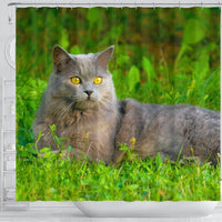 Chartreux Cat Nature Print Shower Curtain-Free Shipping - Deruj.com