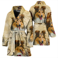 Shetland Sheepdog Print Women's Bath Robe-Free Shipping - Deruj.com