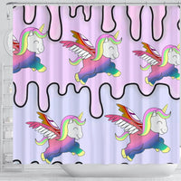 Happy Unicorn Print Shower Curtain-Free Shipping - Deruj.com