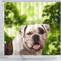 American Bulldog On Green Print Shower Curtain-Free Shipping - Deruj.com