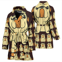 Bulldog Art Pattern Print Women's Bath Robe-Free Shipping - Deruj.com