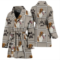 Borzoi dog With Paws Print Women's Bath Robe-Free Shipping - Deruj.com