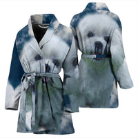 Cute Maltese Dog Print Women's Bath Robe-Free Shipping - Deruj.com
