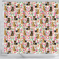 Cute Yorkie Floral Print Shower Curtains-Free Shipping - Deruj.com