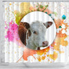 Colorful Hereford Cattle (Cow) Print Shower Curtain-Free Shipping - Deruj.com