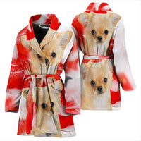 Chihuahua On White Print Women's Bath Robe-Free Shipping - Deruj.com