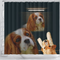 Cute Cavalier King Charles Spaniel Print Shower Curtain-Free Shipping - Deruj.com
