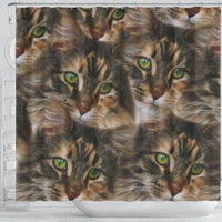 Maine Coon Cat Print Shower Curtain-Free Shipping - Deruj.com