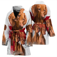 Vizsla On White Print Women's Bath Robe-Free Shipping - Deruj.com