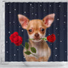 Chihuahua Dog With Rose Print Shower Curtain-Free Shipping - Deruj.com