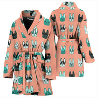 Cute French Bulldog Pattern Print Women's Bath Robe-Free Shipping - Deruj.com