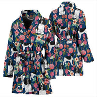 English Springer Spaniels Dog Floral Print Women's Bath Robe-Free Shipping - Deruj.com