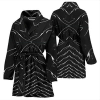 Black Patterns Print Women's Bath Robe-Free Shipping - Deruj.com