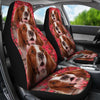 Irish Red and White Setter On Flower Print Car Seat Covers-Free Shipping - Deruj.com