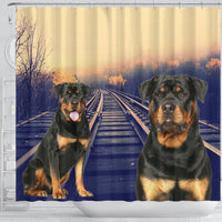 Cute Rottweiler Dog Print Shower Curtains-Free Shipping - Deruj.com