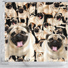 Laughing Pug Print Shower Curtain-Free Shipping - Deruj.com