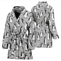 Penguin Bird Pattern Print Women's Bath Robe-Free Shipping - Deruj.com