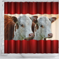 Hereford Cattle (Cow) Print Shower Curtain-Free Shipping - Deruj.com