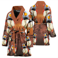 Zebra Finch Bird Art Print Women's Bath Robe-Free Shipping - Deruj.com