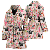 Tibetan Terrier Dog Floral Print Women's Bath Robe-Free Shipping - Deruj.com