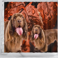 Sussex Spaniel On Brown Print Shower Curtains-Free Shipping - Deruj.com