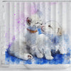Cute Cat And Dog Love Watercolor Art Print Shower Curtains-Free Shipping - Deruj.com