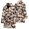 Pug In Lots Print Women's Bath Robe-Free Shipping - Deruj.com