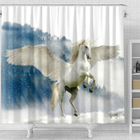 Unicorn In Snowfall Print Shower Curtain-Free Shipping - Deruj.com