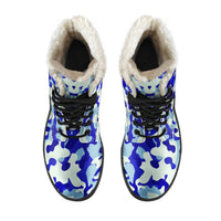 Blue Camouflage Faux Fur Lined Boots - Deruj.com