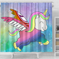 Cute Smiling Unicorn Print Shower Curtain-Free Shipping - Deruj.com