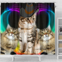 Siberian Cat With Hat Print Shower Curtain-Free Shipping - Deruj.com