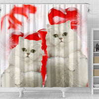 Persian Cat On Red Print Shower Curtains-Free Shipping - Deruj.com