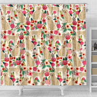 Golden Retriever Dog Floral Print Shower Curtains-Free Shipping - Deruj.com