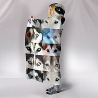 Siberian Husky Dog Eyes Print Hooded Blanket-Free Shipping - Deruj.com
