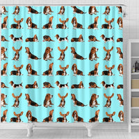 Basset Hound Dog Pattern Print Shower Curtains-Free Shipping