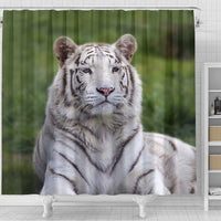 White Bengal Tiger Print Shower Curtains-Free Shipping - Deruj.com