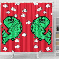 Fish Print On Red Shower Curtain-Free Shipping - Deruj.com
