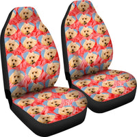 Poodle Dog On Hearts Print Car Seat Covers-Free Shipping - Deruj.com