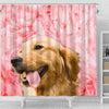 Golden Retriever On Pink Print Shower Curtains-Free Shipping - Deruj.com