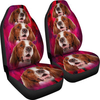 Irish Red and White Setter On Pink Print Car Seat Covers-Free Shipping - Deruj.com