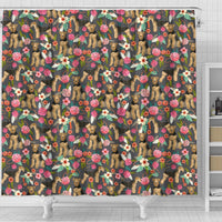 Airedale Terrier Dog Floral Print Shower Curtains-Free Shipping - Deruj.com