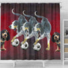 Bluetick Coonhound Playing football Print Shower Curtain-Free Shipping - Deruj.com