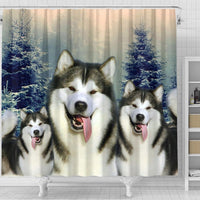 Alaskan Malamute Print Shower Curtain-Free Shipping - Deruj.com