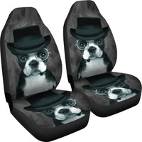 Boston Terrier On Black Print Car Seat Covers-Free Shipping - Deruj.com