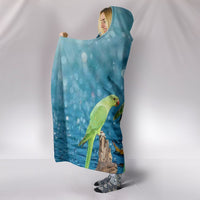 Ring Necked Parakeet Print Hooded Blanket-Free Shipping - Deruj.com