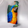 Blue And Yellow Macaw Parrot Print Hooded Blanket-Free Shipping - Deruj.com